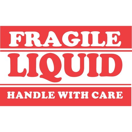 DECKER TAPE PRODUCTS Label, DL1310, FRAGILE LIQUID HANDLE WITH CARE, 2" X 3" DL1310